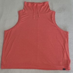 prAna Womens Sleeveless Cowl Neck Tank Top L Coral Hemp Tencel Yoga Active